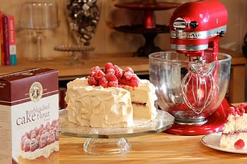 White Celebration Cake-Raspberries