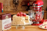 White Celebration Cake-Raspberries